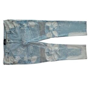 Mens Light Blue Acid Wash Skinny Jeans